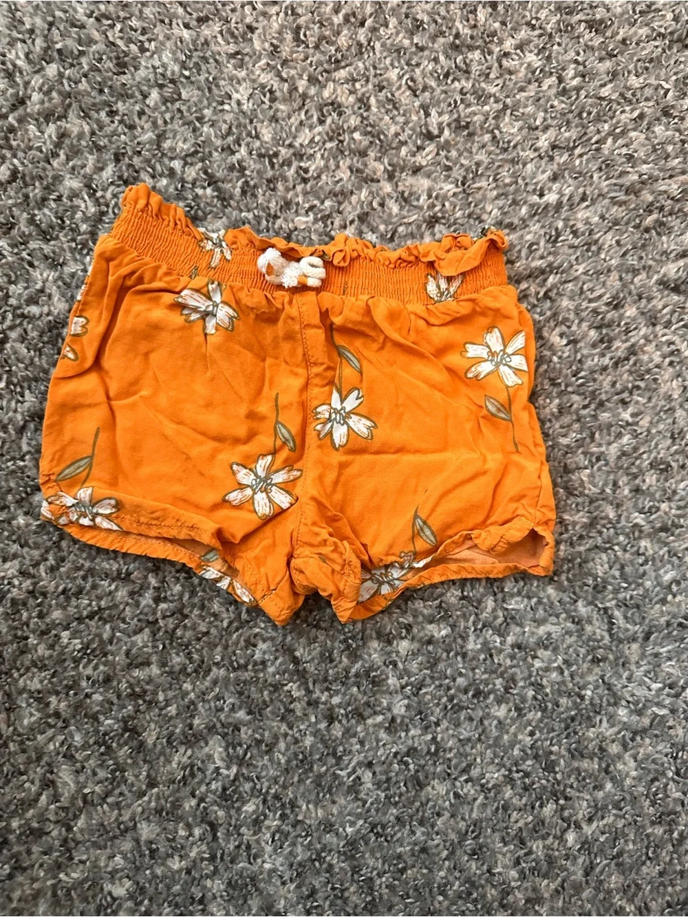 Carter's Olive Green Onesie with Orange Floral Shorts Set